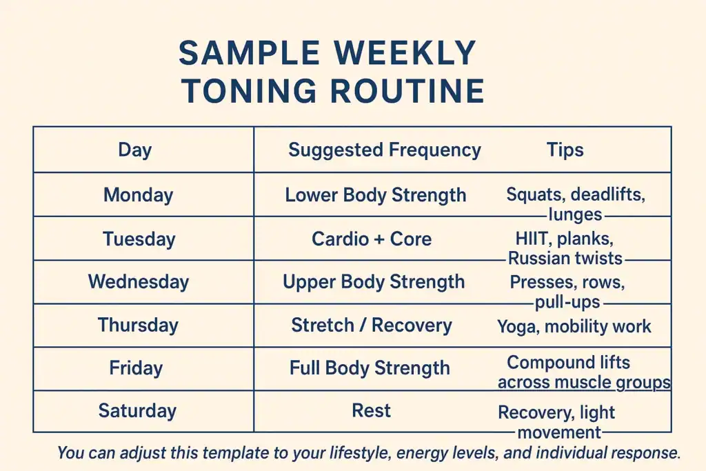 Achieving the Perfect Tone: How Often Should You Exercise for Results? 4 Weekly exercise Chelmsford plan graphic