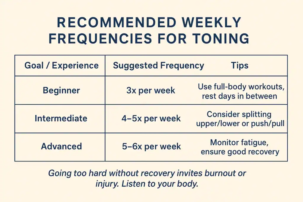 Achieving the Perfect Tone: How Often Should You Exercise for Results? 2 Graphic to show how often you should do exercise to help with toning Chelmsford