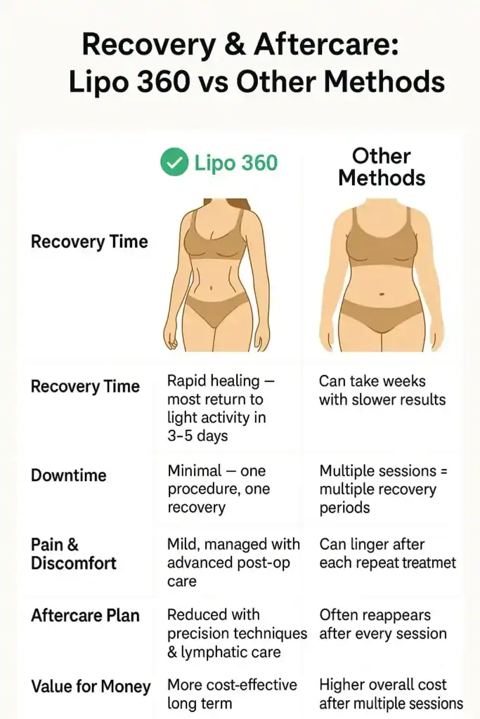 Recovery and Aftercare for Fat-Dissolving Surgery 2 Table to show fat dissolving injection aftercare Chelmsford