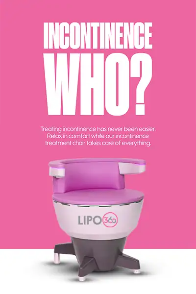 LIPO360 EMS Chair Can Help with Urinary Incontinence 2 Image of a urinary incontinence treatment seat Chelmsford