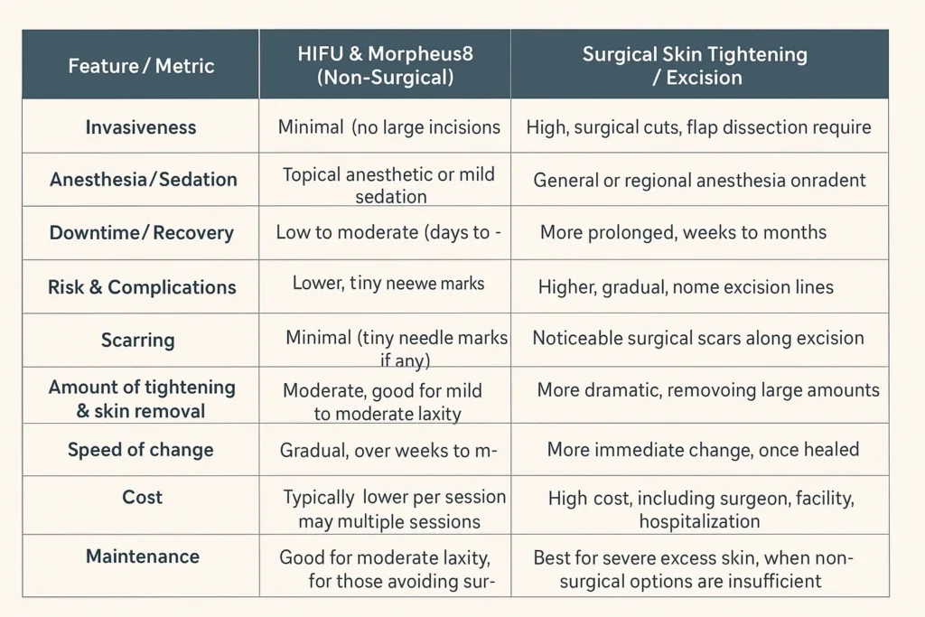 The Science of Skin Tightening 2 Table of skin tightening Chelmsford benefits compared to surgical options